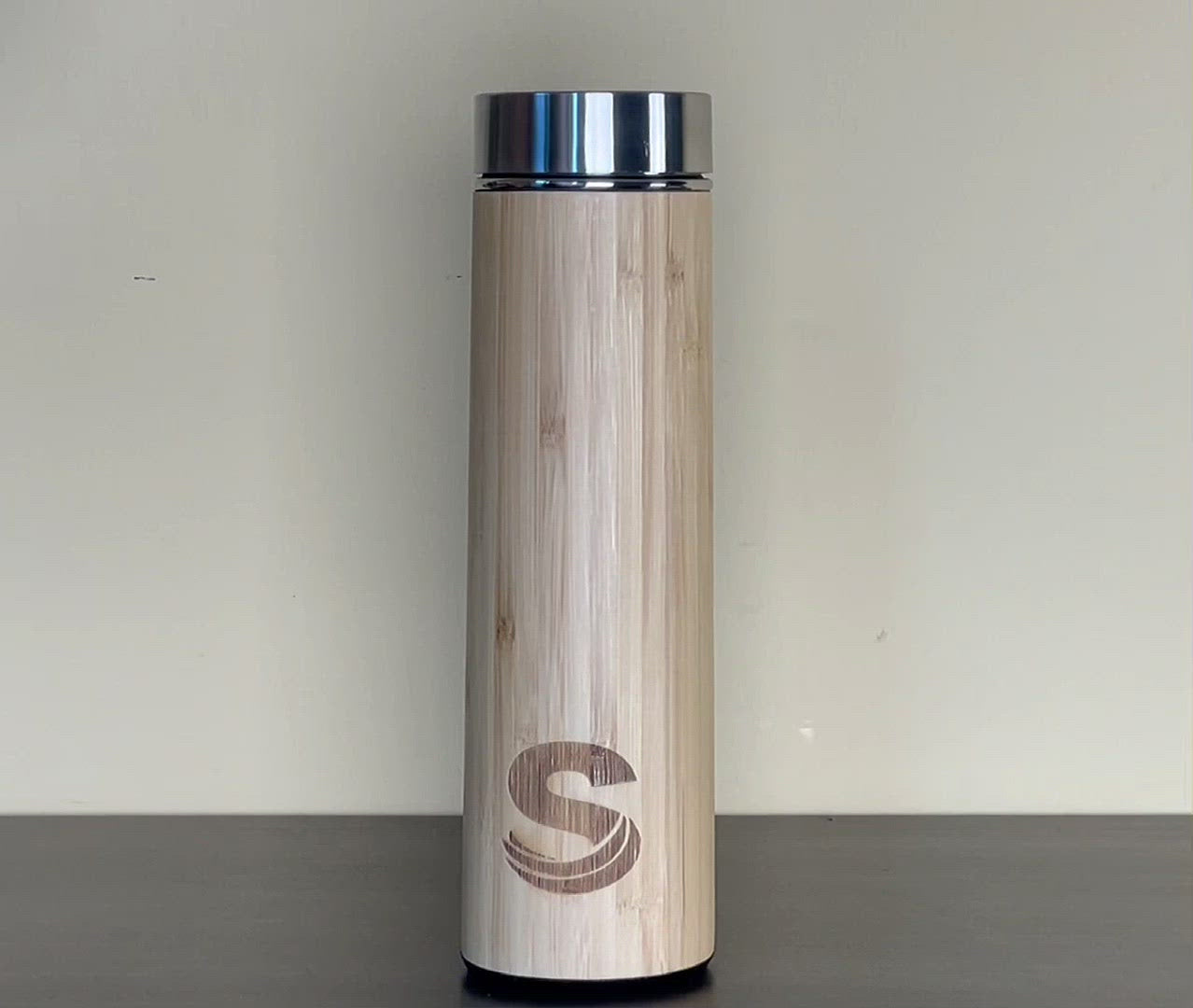 insulate bottle with bamboo shell and mesh infuser